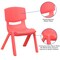 Emma and Oliver 2 Pack Plastic Stackable School Chair with 10.5"H Seat, Preschool Chair